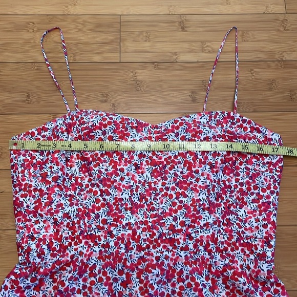 J.Crew Ruffle Hem Midi Dress Sz 0 Tall Liberty of London Floral Wiltshire Berry - Picture 16 of 17